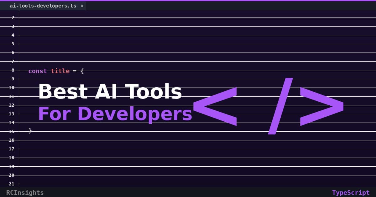 AI-powered developer tools illustration with code editor and robot assistant